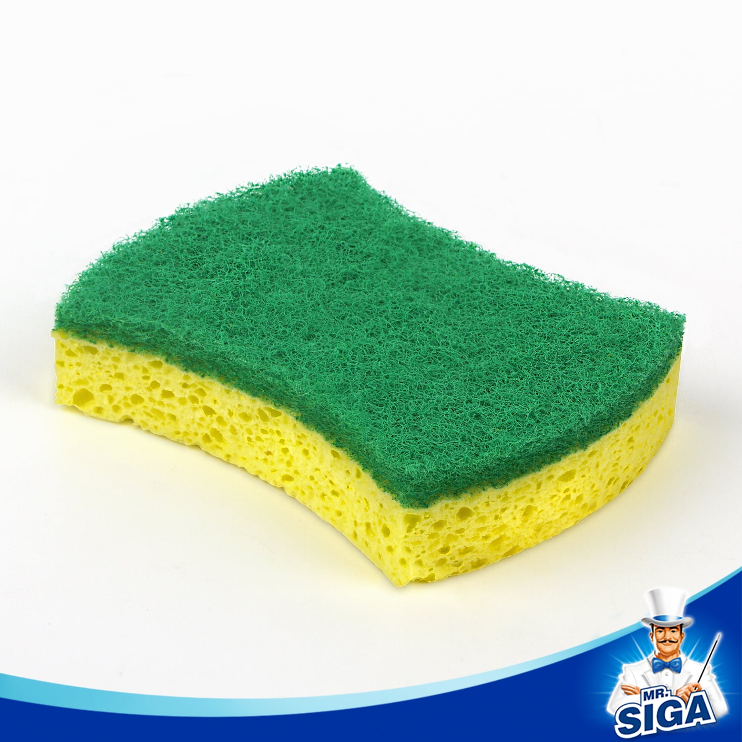 MR.SIGA Non-Scratch Cellulose Scrub Sponge Dual-Sided Dishwashing Sponge for Kitchen 12 Pack 