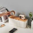 thumbnail image 4 of Boîte de Rangement en Fil avec Couvercle en Bois Boîte de Jonction Boîte de Rangement Blanche, 4 of 8