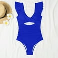 thumbnail image 4 of YANHAIGONG Summer Women's Ruffled One Piece Swimsuits V Neck Tummy Control High Waisted Bathing Suit ,One Piece Cutout Swimsuit Women Plus Size, 4 of 6