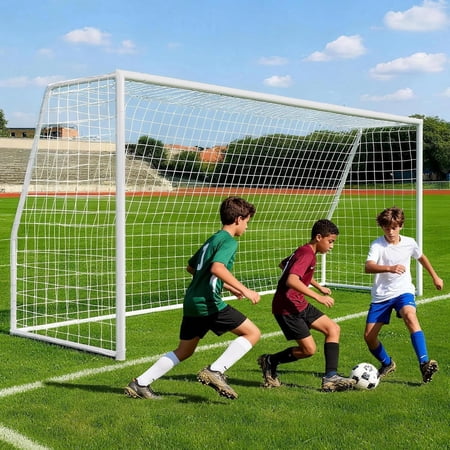 SLSY Steel Soccer Goals, 18x7/21x7/24x8 ft Soccer Goals for Backyard, Full Size Soccer Goal for Teens & Adults Training