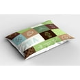 thumbnail image 2 of Ambesonne Tea Party Pillow Sham 2 Pack, Checkered Tea Images, 30"x20", Green Brown Blue, 2 of 3