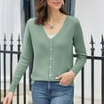 thumbnail image 5 of Resicozy Womens Sweaters Cardigan Dressy Button Down Cardigans Sweater Lightweight Long Sleeve Crewneck Knit Solid Color Tops Mint Green L, 5 of 5