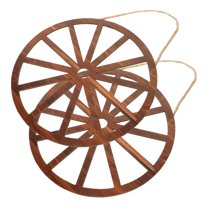 Beaupretty Wooden Wagon Wheel Wall Art, Light Brown, Rustic Home Decor, Simple Hanging, 2Pcs