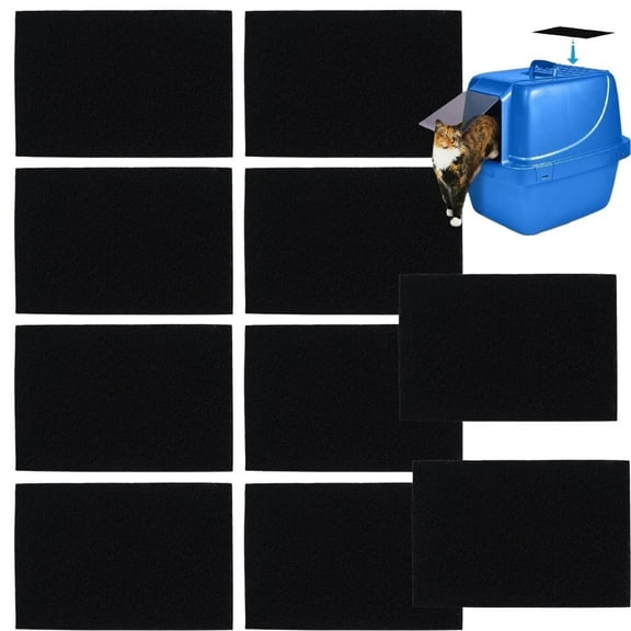 Triani 10Pcs Pre-Cut Litter Box Filter Replacement Filters Cat Litter Box Filters for Keeping Home Fresh Absorb Odors for Hooded Cat Litter Boxes(6.5*4.5 inch)