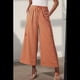 thumbnail image 3 of Pantalones Anchos Cómodos de Verano para Mujer, Color Marrón, Talla XL, 3 of 5