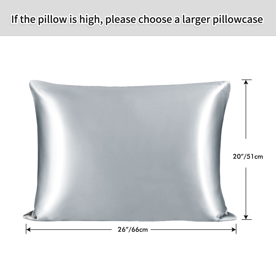 Unique Bargains 2-Pack 25 Momme Mulberry Silk Pillowcases, Standard, Silver Grey