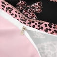 thumbnail image 4 of meiyoeat Pink Leopard Print Duvet Cover Set For Girls,Chic Cheetah Bow Monogram A Bedding Full For Kids,pink Reversible,3 Pieces(No Comforter), 4 of 6