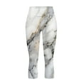 thumbnail image 4 of SCRAWLGOD Marble Print Gray White Women's Capri Leggings with Pockets High Waisted Legging, Active Breathable Yoga Leggings with Tummy Control for Workout Running Gym, XS, 4 of 7