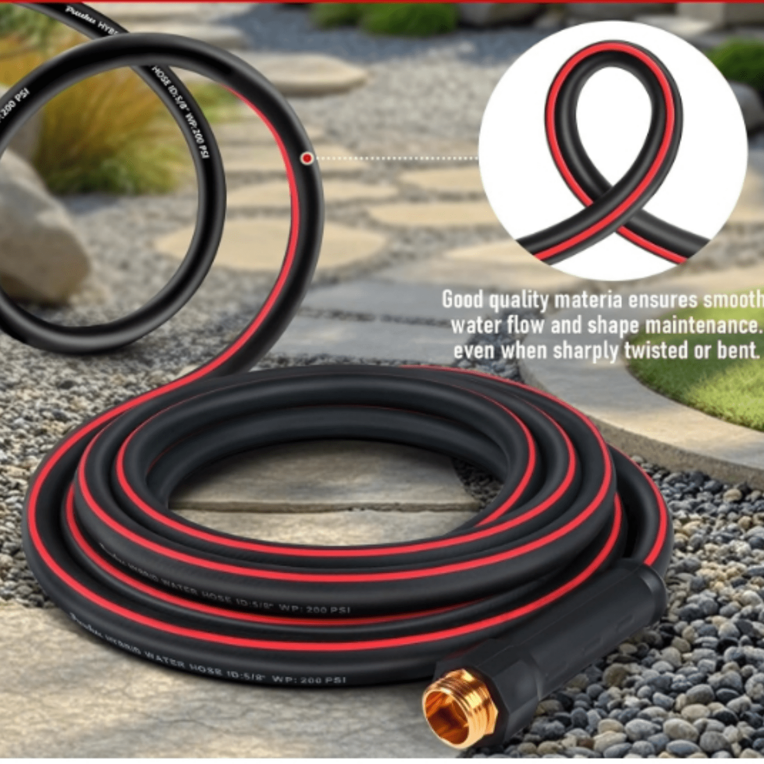Garden Hose 100ft x 5/8", NON-EXPANDABLE Heavy Duty Premium Flexible Water Hose, No Kink, Leakproof, Lightweight Hybrid Hose with Male to Female Fittings for Household&Backyard