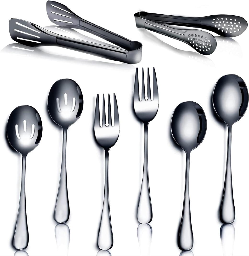 8 Pieces Stainless Steel Flatware Serving Utensils,Include 2 Serving