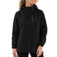 thumbnail image 6 of Windbreaker Jacket for Women Detachable Hooded Windproof and Waterproof Jacket with Pockets Solid Color Hooded Zip Up Casual Lightweight Hiking Travel Jackets, 6 of 6