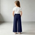 thumbnail image 4 of Gubotare Toddler Summer Pants Girls Girls Wide Leg Pants Kids Elastic High Waist Pants Slacks with Pockets 4T 5T (Blue,4-5 Years), 4 of 4