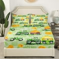 thumbnail image 3 of Erosebridal Cartoon Truck Bed Sheets King,Green Golden Bedding King Size,Farmhouse Decoration,Super Cozy,4pcs, 3 of 7