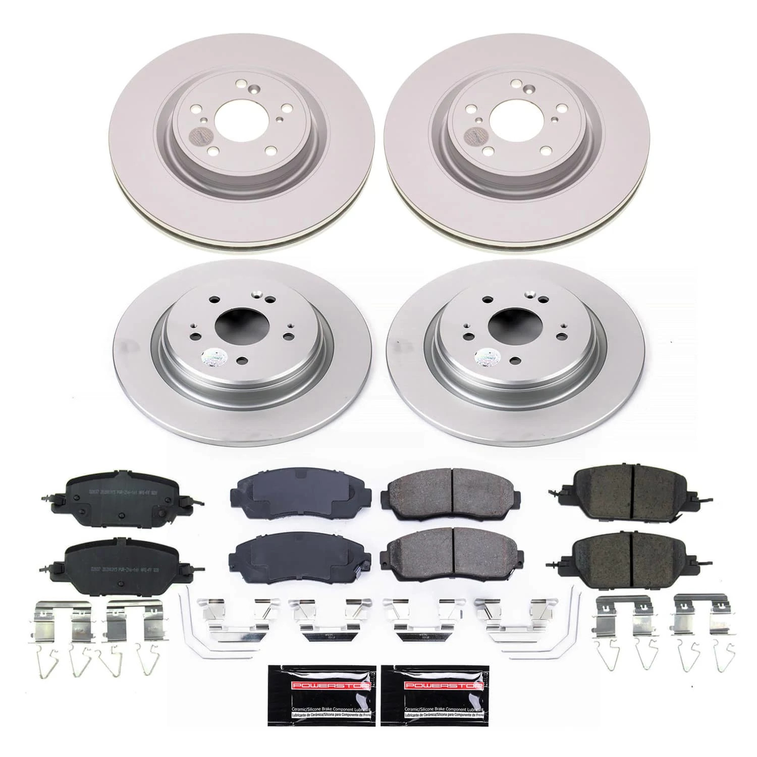 PowerStop Front and Rear Geomet Coated Brake Rotor and Pad Kit Fits: HONDA Select Models CRK8942