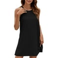 thumbnail image 2 of Lorytime Halter Dresses for Women Summer Black Hollow out Crewneck Dress Sleeveless Solid Sundress Mini Dress Short Dress Casual Trendy Travel Dresses Hawaiian Vacation Beach L, 2 of 4