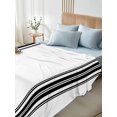 thumbnail image 4 of Full Size Flat Sheet Only, Black White Stripe, Soft Brushed Microfiber Bed Sheets, Abstract Geometric Hotel Quality Breathable Bedding Top Sheet, Easy Care, 81"x96", 4 of 9