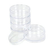 (2 pack) Everything Mary 4 Count Round Stackable Plastic Bead Containers, Clear, (Single)