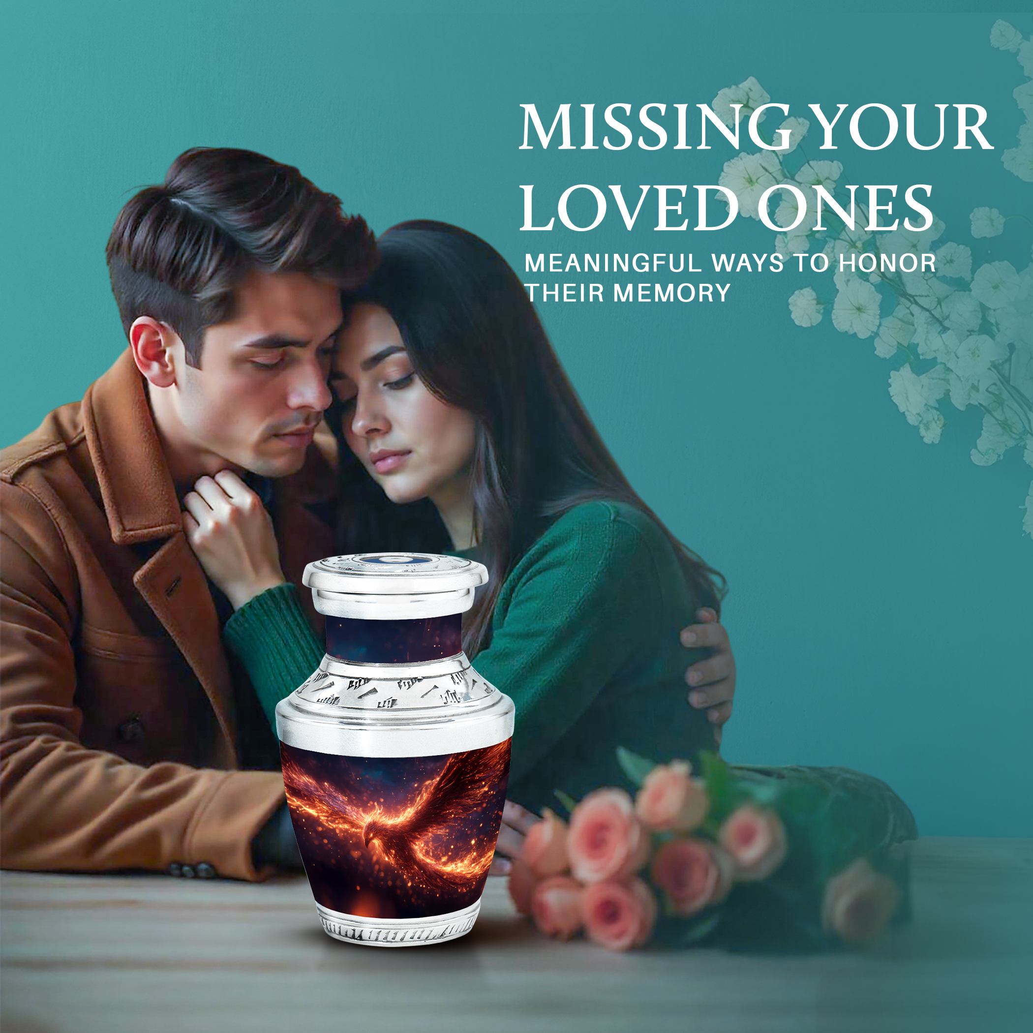 SABURIAL Phoenix Urn - Decorative Funeral Urn for Male & Female Ash - Beautiful Funeral Urns for Adult Dad Ashes - Mini Keepsake Urns for Cremation - 3 Inch - Pack of 2