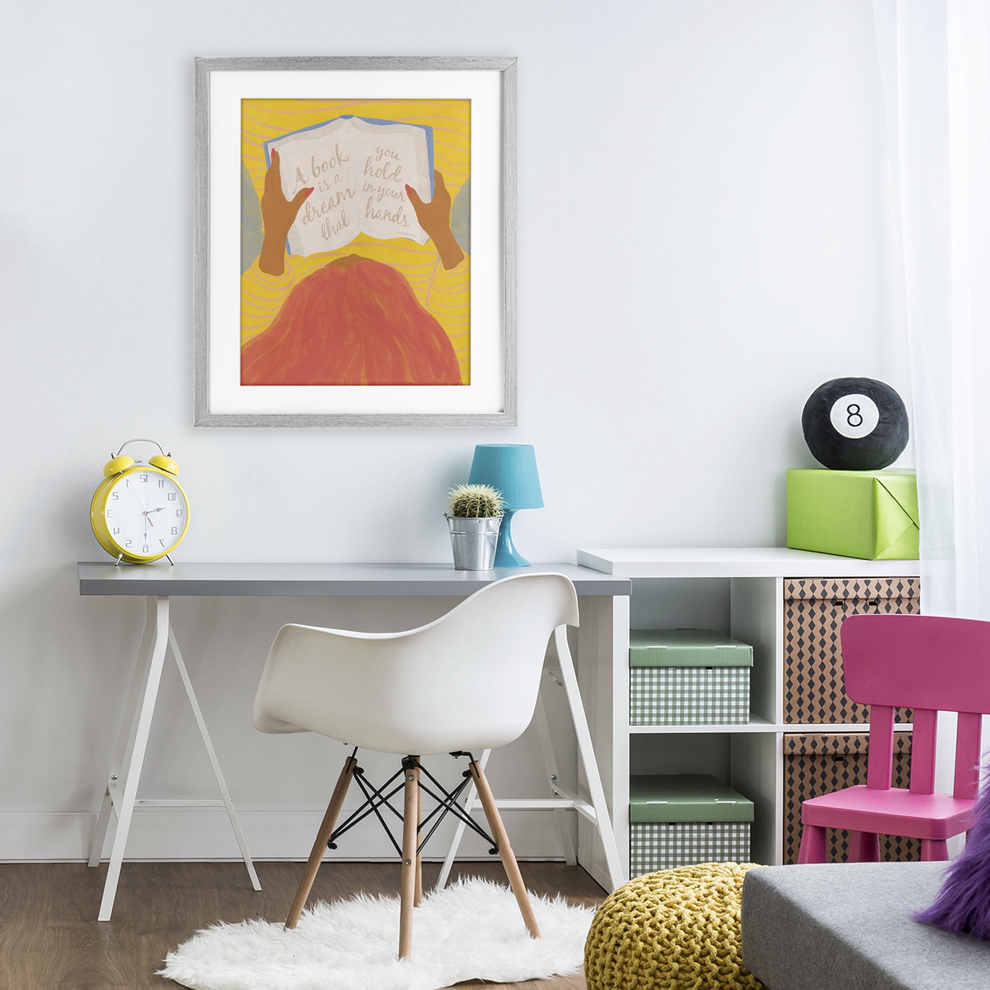 Stupell Industries A Book Is A Dream Gray Framed Print Under Glass, design by Kristina Hultkrantz