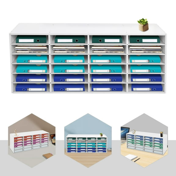 White Paper and Mail Organizer, Literature Organizers, 24 Slots 6 Tiers Office Mailbox Mail Sorter Organizer
