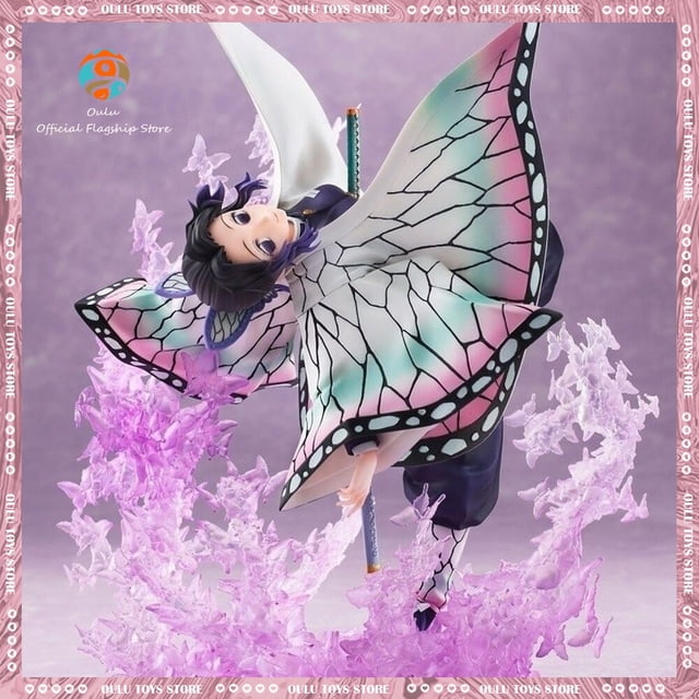 Figura de Anime de Demon Slayer de 20cm, figura de acción de Kochou Shinobu, figuras de Kimetsu No Yaiba, modelo de colección de Anime de Pvc, figurita de juguete Gif hola suerte unisex