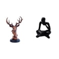 thumbnail image 1 of Adorno De Cabeza De Ciervo, Figura De Pensador Abstracto, Estatua Artesanal De Animal, Decoración Del Hogar, Adorno Decorativo, Estatua De Resina Para Mesa, Sala De Estar, Estantería De, 1 of 8