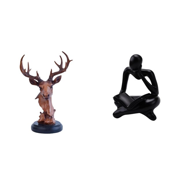 Adorno De Cabeza De Ciervo, Figura De Pensador Abstracto, Estatua Artesanal De Animal, Decoración Del Hogar, Adorno Decorativo, Estatua De Resina Para Mesa, Sala De Estar, Estantería De