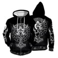 thumbnail image 4 of Sudadera de otoño para hombre, sudadera informal con estampado de calaveras, ropa para hombre, sudadera holgada con capucha y cremallera, 4 of 5
