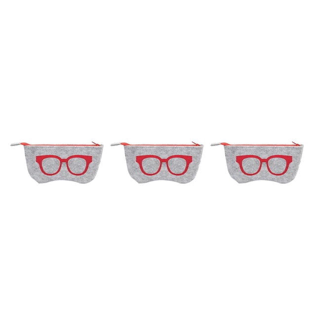 stanreset for Zipper Eye Glasses Case Pouch Bag Box Storage Felt Cloth ch red 3PCS