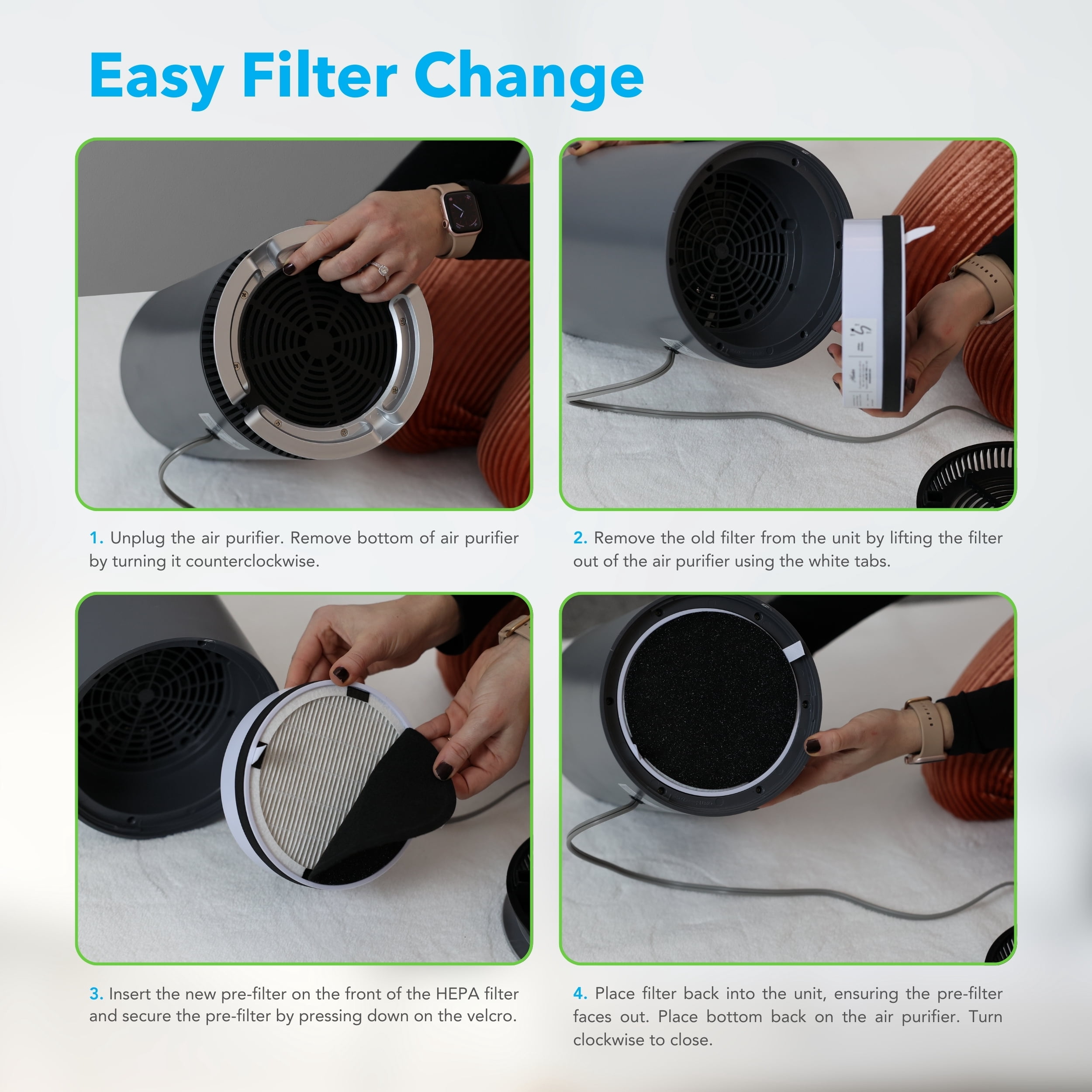 Hunter Fan H-HF125-VP Replacement Filter Value Pack for HP125 Series Air Purifiers, 1 HEPA