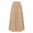 thumbnail image 2 of Tqcoqu Women's High Waist Smocked Ruffle Tiered Maxi Skirt Casual Flowy Long Skirt,Beige,Women's S-XL, 2 of 7