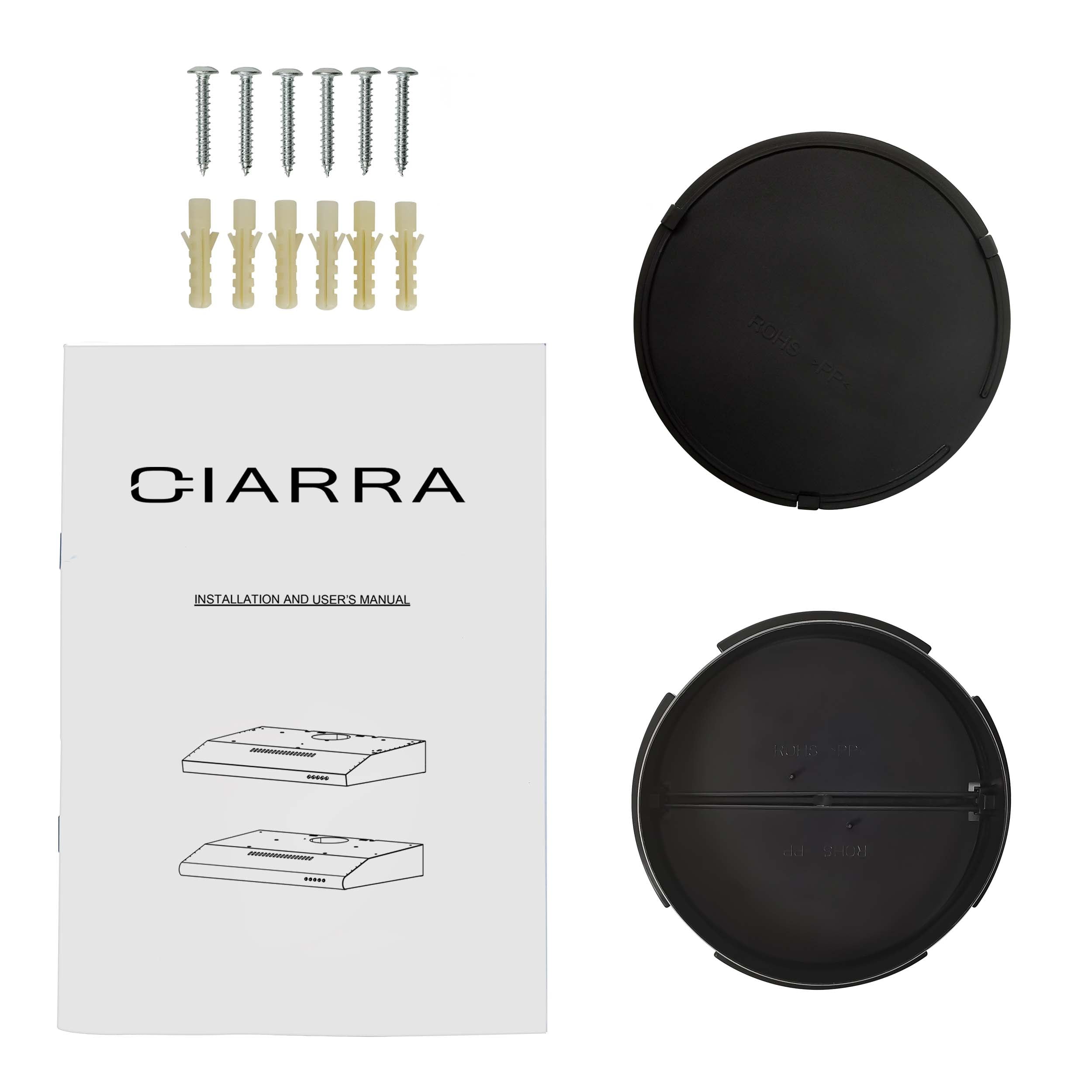 CIARRA Under Cabinet Range Hood 30 inch Slim Vent Hood for Kitchen in Stainless Steel with 3 Speed Exhaust Fan, Push Button,CAS918B75