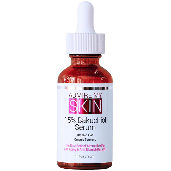 Admire My Skin Bakuchiol Serum Natural Retinol Serum Alternative for Face – Anti Blemish Anti Aging Facial Serum Contains Organic Aloe   Turmeric 1oz
