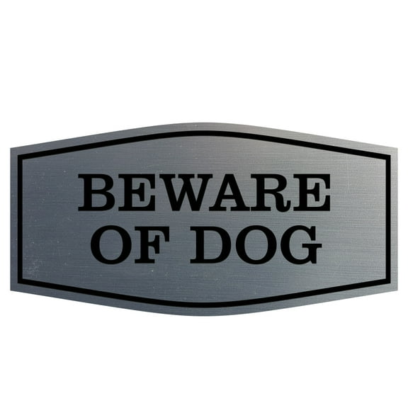 All Quality Fancy Beware of Dog Sign (Brushed Silver) - Medium
