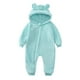 thumbnail image 1 of Body De Bebé Canastilla Onesies Para Niños Pequeños Niñas Color Felpa Lindo Oso Orejas Invierno Grueso Mantener Caliente Mono Mameluco Azul Claro Odeerbi LM103-3740, 1 of 9