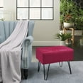 thumbnail image 5 of Red Velvet Tufted Ottoman Entryway Bench, 19.5"x12.5"x17"H Comfy Furry Makeup Stools Foot Rest Sturdy Foot Stool Bedroom End of Bed Living Room Couch Vanity Home Decor Outdoor, 5 of 17