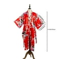 thumbnail image 4 of Asian Home Flower Peacock Satin Silk Kimono Robe, Dressing Gown, Bridal, Gift (Red), 4 of 6