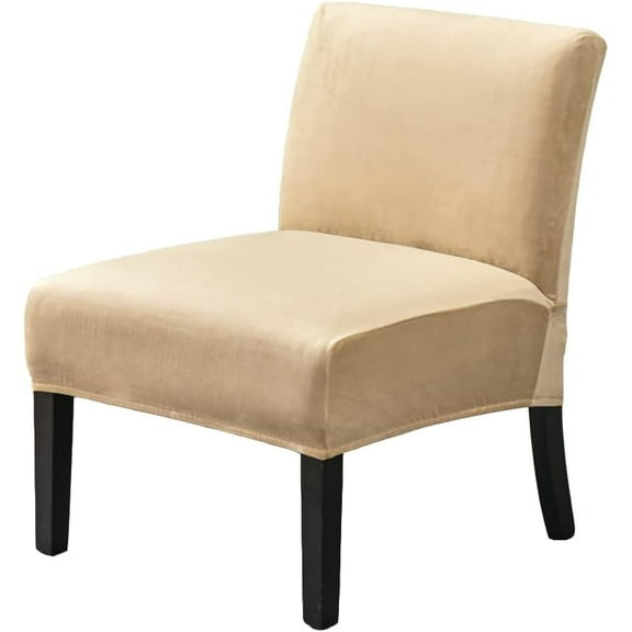 ATJIA Armless Chair Slipcover Stretch Velvet Accent Chair Cover Wide Back Chairs Dining Chair Slipcover