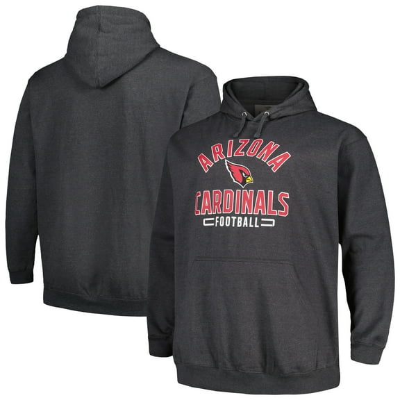 Men's Fanatics Heather Charcoal Arizona Cardinals Big & Tall Pullover Hoodie