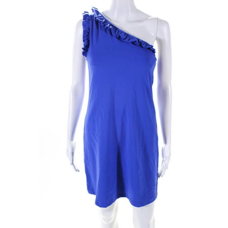 

Pre-owned|Susana Monaco Womens Ruffled Detail One Shoulder Mini Dress Blue Size S
