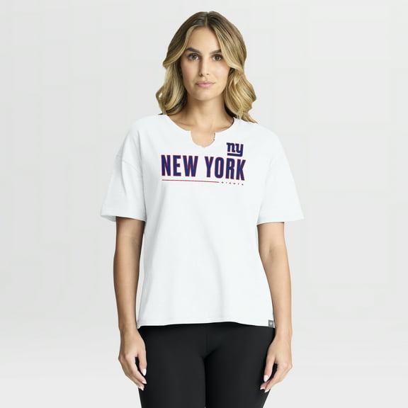 Women's Fanatics White New York Giants Redzone Slub Boxy T-Shirt