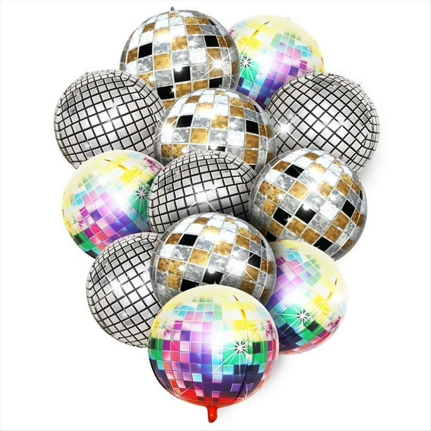 Globos de Discoteca, 12 Unidades, Globos de Discoteca de 22 Pulgadas y 4D de Colores, para Cumpleaños, Decoraciones de Discoteca de los Años 70, 80 y 90.