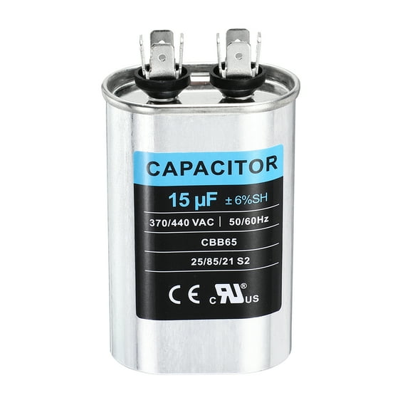 Uxcell 15MFD CBB65 Run Start Capacitor 15uF, 370/440V Oval AC Capacitor for AC Motor Run, HVAC, Air Conditioner, Condenser Motors