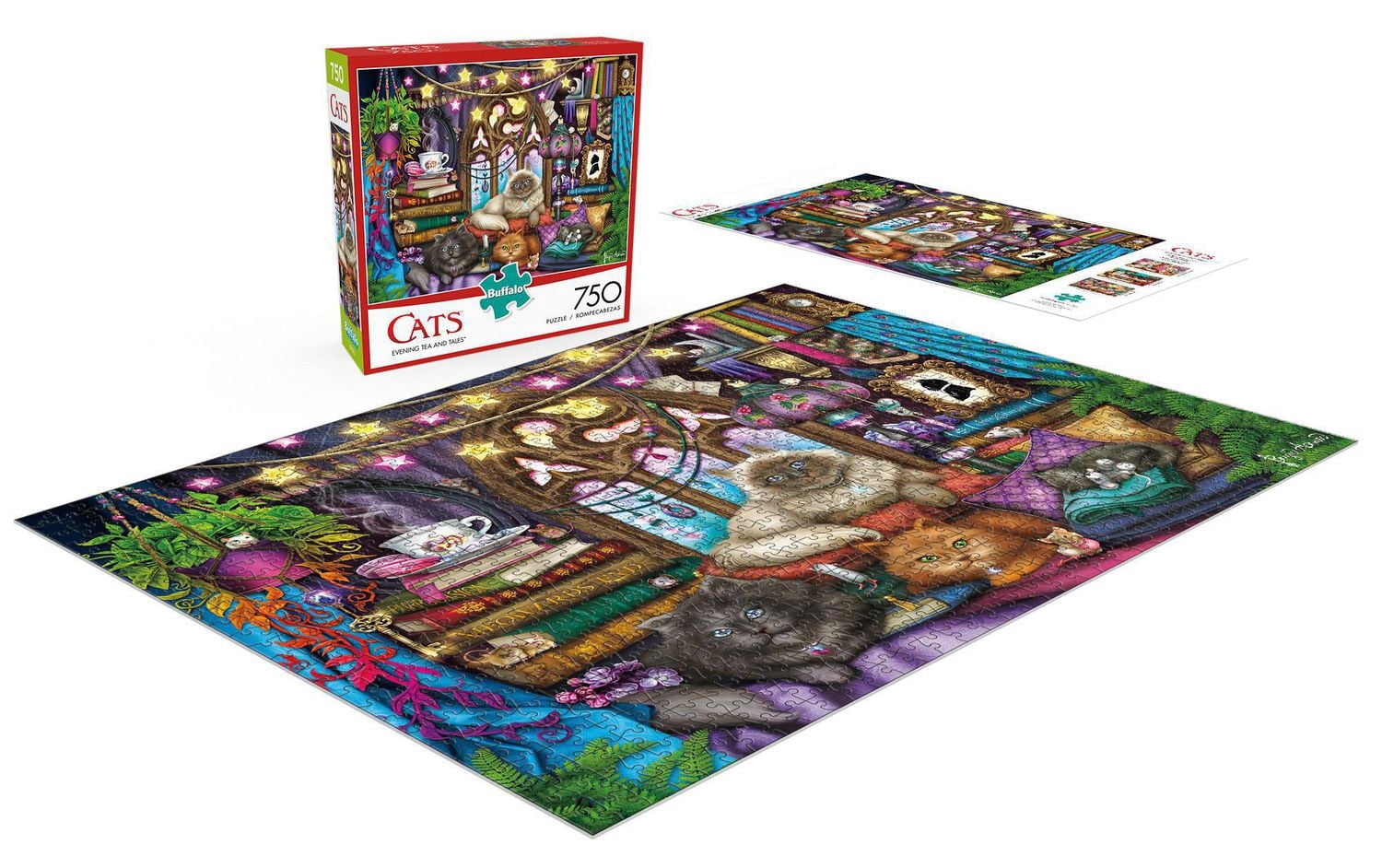 Buffalo Games Cats Series Evening Tea and Tales 750 Piece Jigsaw Puzzle