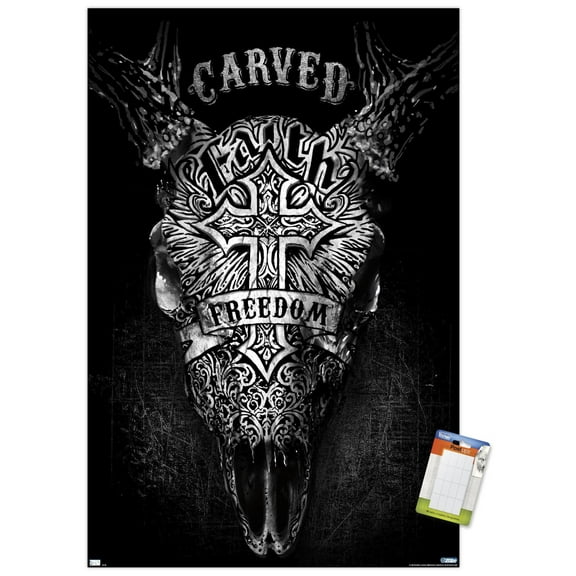Jim Baldwin - Carved Faith Skull Wall Poster, 14.725" x 22.375"
