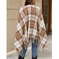 thumbnail image 2 of Women Boho Buffalo Plaid Poncho Pashmina Shawl Wrap Cape Sweater Knitting Cardigan with Tassel, 2 of 11