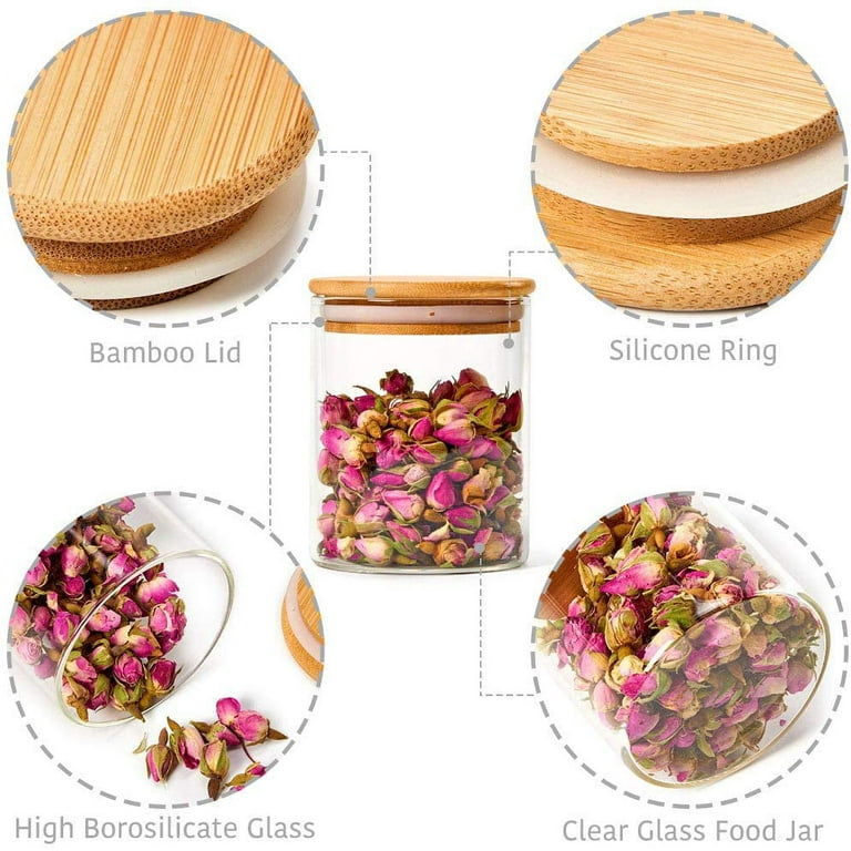 6-piece Glass Food Storage Container Set With Wood Lids