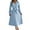 Light Blue, variant on Women's Elegant Long Sleeve Pleated Midi Dress with Belt V-Neck Button Down A-Line Dress for Formal and Casual Occasions