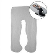 Lavish Home U-Shaped Cotton Full Body and Maternity Pillow Cover for Adult (Gray)