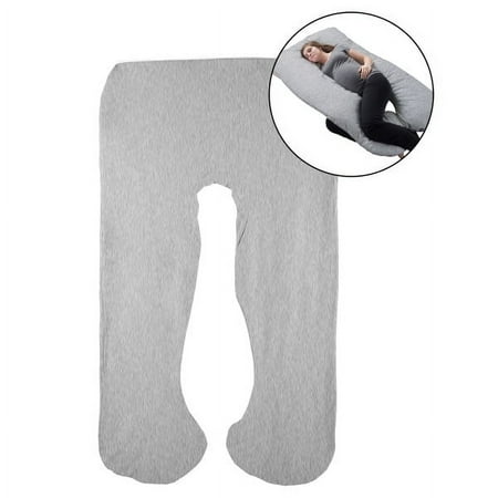 Lavish Home U-Shaped Cotton Full Body and Maternity Pillow Cover for Adult (Gray)